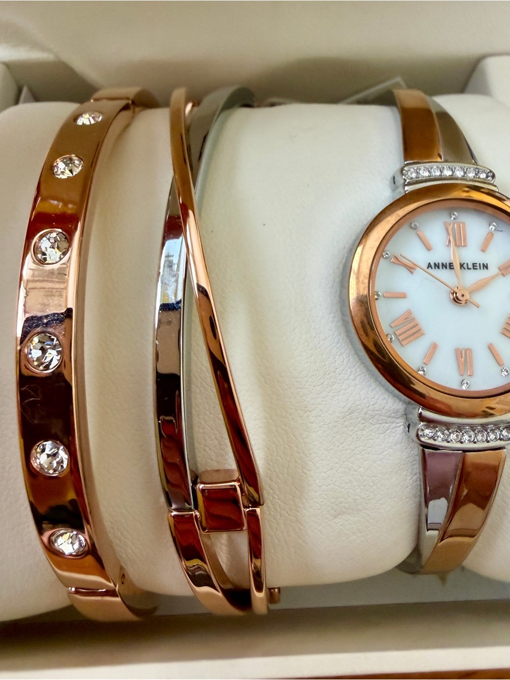Ann Klein Rose Gold Women's Watch and Bracelet Set - Elegant Timepiece - Picture 3 of 3
